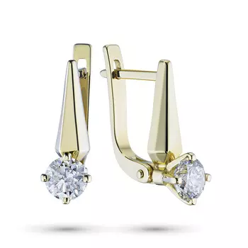 Серьги из желтого золота с бриллиантом э0301сг07194010