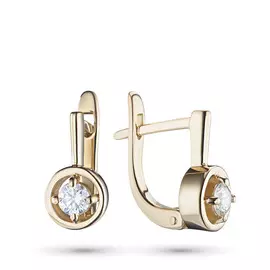 Серьги из желтого золота с бриллиантом э0301сг04203000