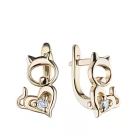 Серьги из желтого золота с бриллиантом э0301сг04210518