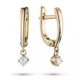 Серьги из желтого золота с бриллиантом э0301сг10200132