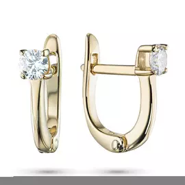 Серьги из желтого золота с бриллиантом э0301сг10200202