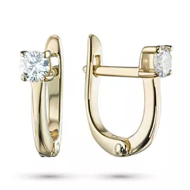 Серьги из желтого золота с бриллиантом э0301сг10200202