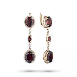 Серьги из желтого золота с гранатами и бриллиантами э0340сг12200354