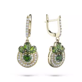 Серьги из желтого золота с хромдиопсидами и бриллиантами э0315сг10194210