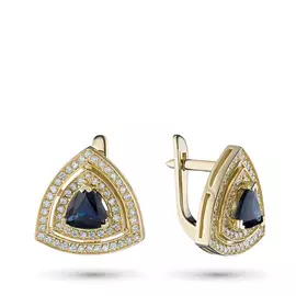 Серьги из желтого золота с сапфиром и бриллиантом э0337сг04210465