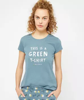 Футболка с принтом 'this is a green t-shirt' - KYNAYA - Синий - L