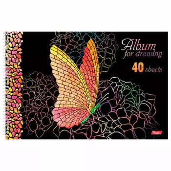 Альбом для рисования Hatber 40л мозаика гребень 14086