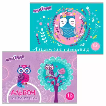 Альбом для рисования юнландия 12 л а4 волшебные птички скоба обложка картон 200 х283 мм 2 вида 10504