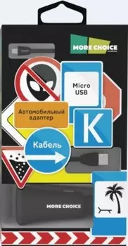 Автомобильное зарядное устройство 2 usb 2.4 a для micro usb more choice ac23 m