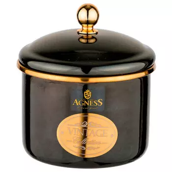 Банка для сыпучих продуктов1л Agness серия тюдор черный металлик эмалированная 950-259