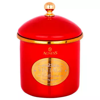 Банка для сыпучих продуктов 0.5 л агнесс серия тюдор красная эмалированная. 950-355