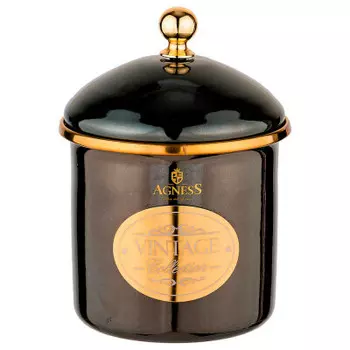 Банка для сыпучих продуктов 0,5л Agness серия тюдор черный металлик эмалированная 950-258