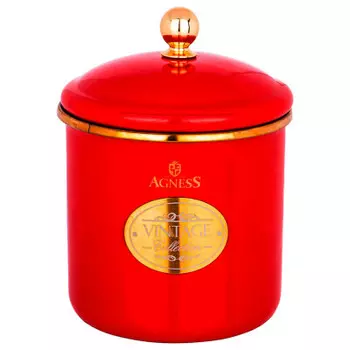 Банка для сыпучих продуктов 1.2 л агнесс серия тюдор красная эмалированная 950-357