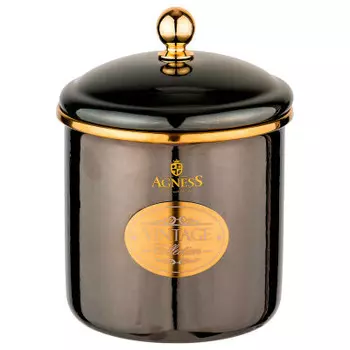 Банка для сыпучих продуктов 1,2л Agness серия тюдор черный металлик эмалированная 950-260