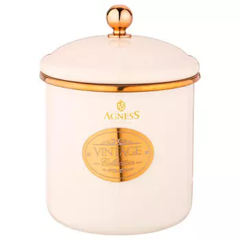 Банка для сыпучих продуктов 1,2л серия тюдор цвет: айвори эмалированная 950-320