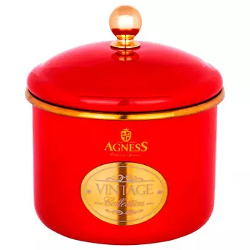 Банка для сыпучих продуктов 1л Agness серия тюдор красная эмалированная 950-356