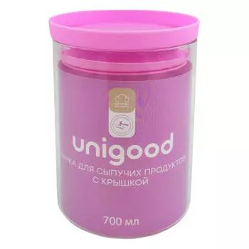 Банка для сыпучих продуктов 700 мл Unigood с крышкой лавандовая стекло a0001-03