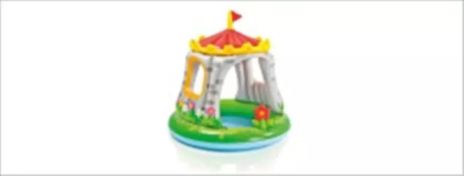 Бассейн детский интекс 122*122 см надувной с навесом крепость 57122