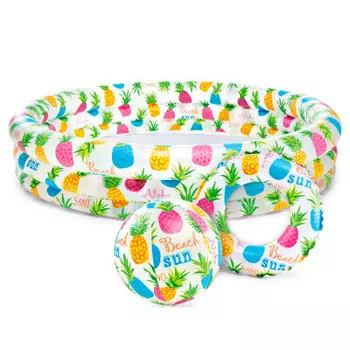 Бассейн Intex ананасовый рисунок 132*28см +мяч 51см+ круг 51см 59469