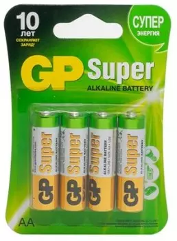 Батарейка gp супер алкалин 15 а аa 4 шт