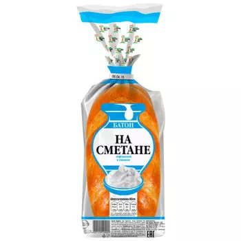 Батон на сметане нарезанный 300г свежий хлеб