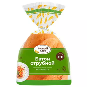 Батон отрубной нарезанный 200г русский хлеб