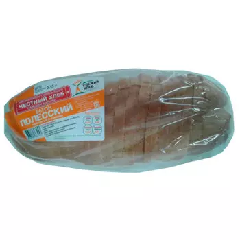 Батон полесский нарезанный 350 г свежий хлеб