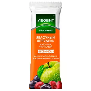 Батончик биослимка 30г яблочный штрудель леовит