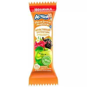 Батончик фруктовый агуша 15 г яблоко ежевика малина с 12 месяцев
