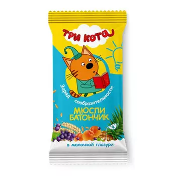 Батончик мюсли три кота 40г абрикос и злаки в молочной глазури виталад