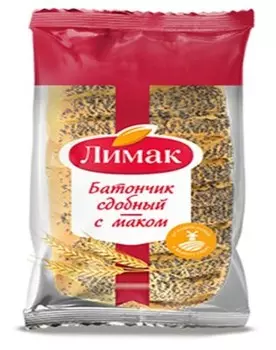 Батончик сдобный с маком 200г Лимак