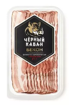 Бекон с/к черный кабан 95 г кат.б нарезка мясной продукт из свинины клинский м-т