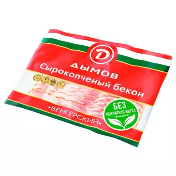 Бекон с/к нарезка 150 г в/уп мясной продукт дымов