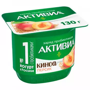 Биойогурт активиа 130 г 2, 9% киноа персик