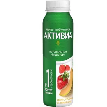 Биойогурт активиа 260 г 1, 5% дыня клубника земляника пл/бут