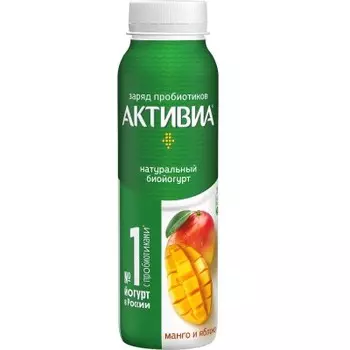 Биойогурт активиа 260 г 1, 5% обогащенный манго яблоко пл/бут
