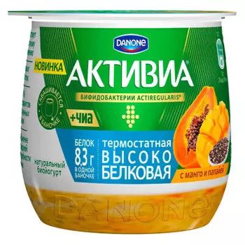 Биойогурт активия 170г 2,4% термостатная манго папайя семена чиа