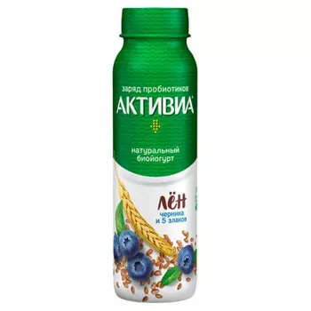 Биойогурт активия 260 г 2, 1% черника пять злаков льняные семена пл/бут