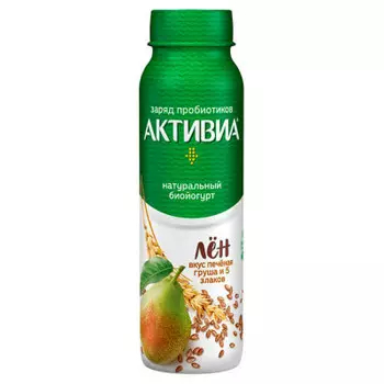 Биойогурт активия 260 г 2, 1% печеная груша пять злаков льняные семена пл/бут