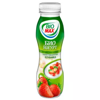 Биойогурт биомакс 270г 2,7% клубника пл/бут