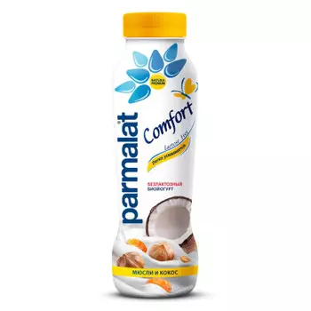 Биойогурт Parmalat 290г мюсли кокос безлактозный питьевой