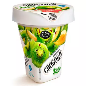 Биойогурт Слобода 235г 2% фейхоа киви семена льна с клетчаткой и лактобактериями