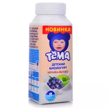 Биойогурт тема 210 г 2, 8% питьевой черника яблоко