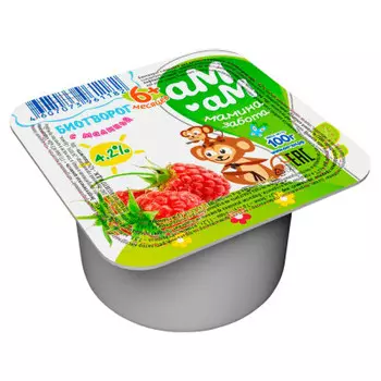 Биотворог Ам-Ам 100г 4,2% с 6-ти месяцев с малиной