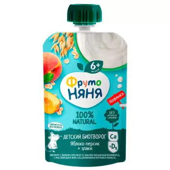 Биотворог фрутоняня 90 г 4, 2% яблоко персик злаки