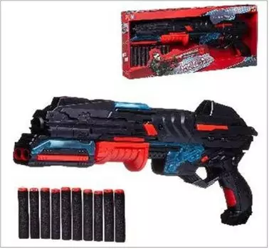 Бластер абтойс мегабластер красно-черный с 10 мягкими пулями в/к pt-00933