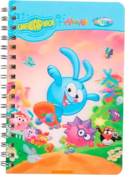 Блокнот а6 60л клетка Смешарики спираль