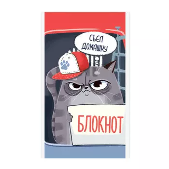 Блокнот феникс+ 40 л а6 кот нарушитель мягкий переплёт клетка 63066