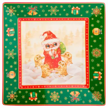 Блюдо 22*22 см Lefard совы новогодняя коллекция 85-1563