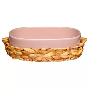 Блюдо 3 л для запекания 33*25*9 см в плетеной корзине бронко фьюжин пудровое 263-1155